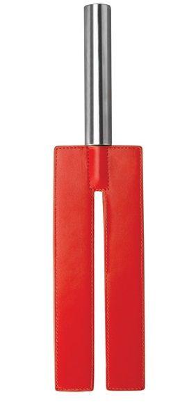 Красная П-образная шлёпалка Leather Slit Paddle - 35 см.-8934