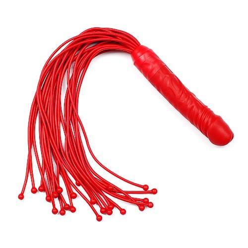 Красная плеть с ручкой-фаллосом - 55 см.-10840