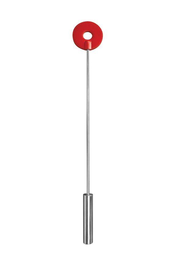 Красная шлёпалка Leather Circle Tiped Crop с наконечником-кругом - 56 см.-8930