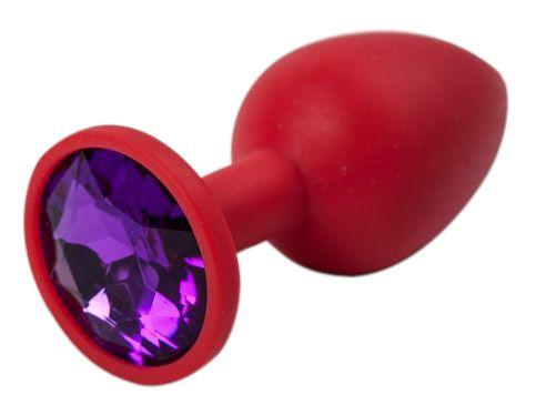 Красная силиконовая пробка с фиолетовым кристаллом - 7