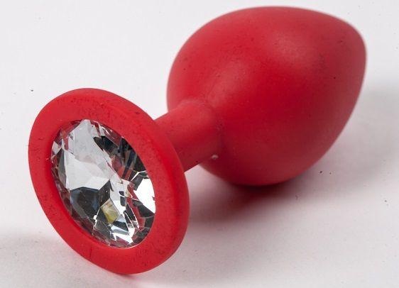 Красная силиконовая пробка с прозрачным кристаллом - 9