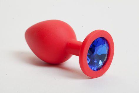 Красная силиконовая пробка с синим кристаллом - 9