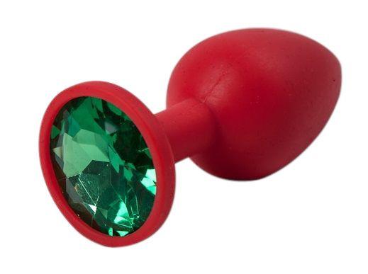 Красная силиконовая пробка с зеленым кристаллом - 7