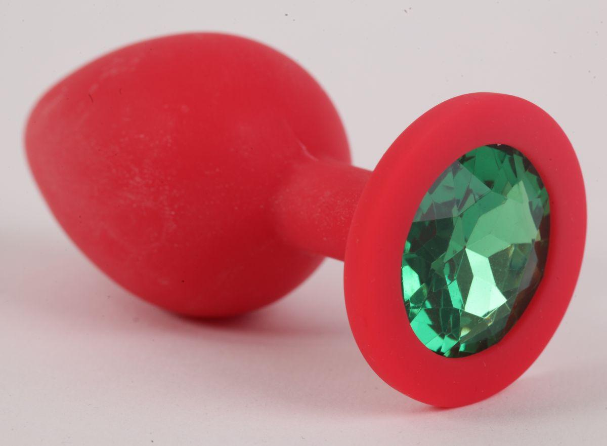 Красная силиконовая пробка с зеленым кристаллом - 9