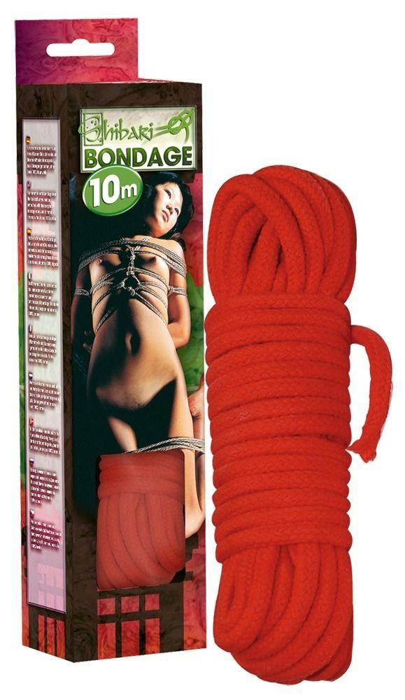 Красная верёвка для бондажа - 10 м.