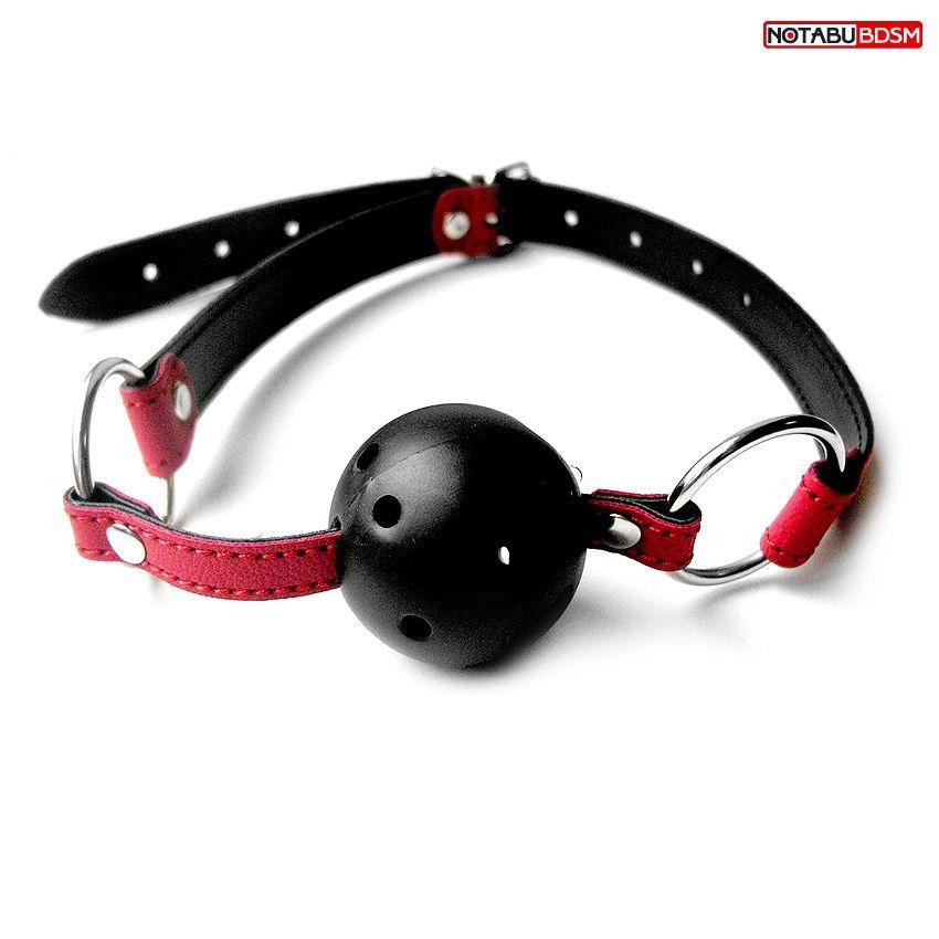 Красно-черный кляп-шарик Ball Gag-7609