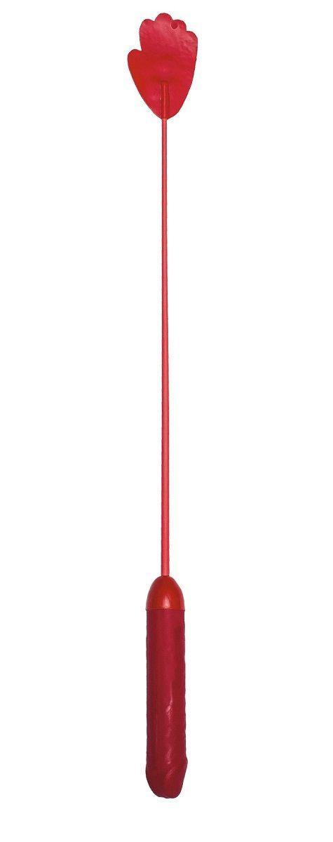 Красный стек с фаллосом вместо ручки - 62 см.-10968