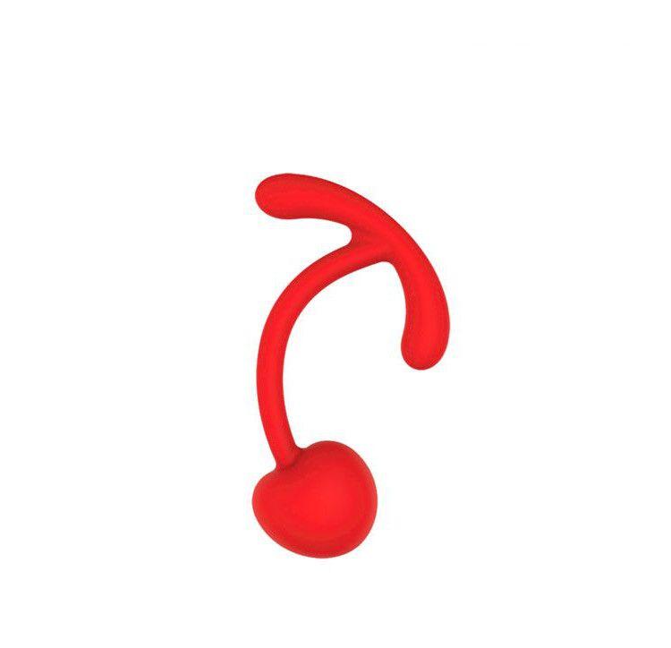 Красный вагинальный шарик с ограничителем-5969