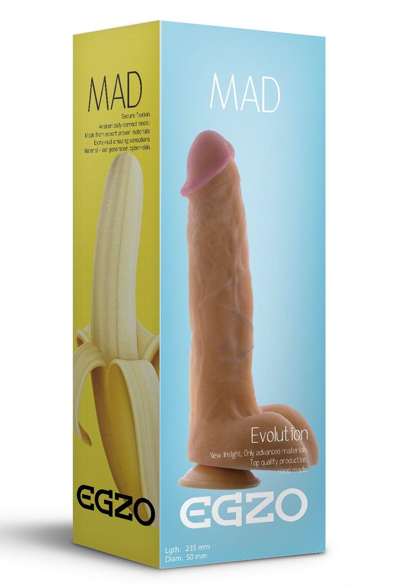 Крупный телесный фаллоимитатор Mad Banana с мошонкой - 23