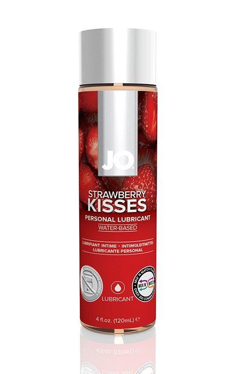 Лубрикант на водной основе с ароматом клубники JO Flavored Strawberry Kiss - 120 мл.-2902
