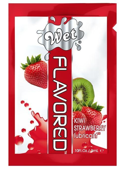 Лубрикант Wet Flavored Kiwi Strawberry с ароматом киви и клубники - 3 мл.-5500