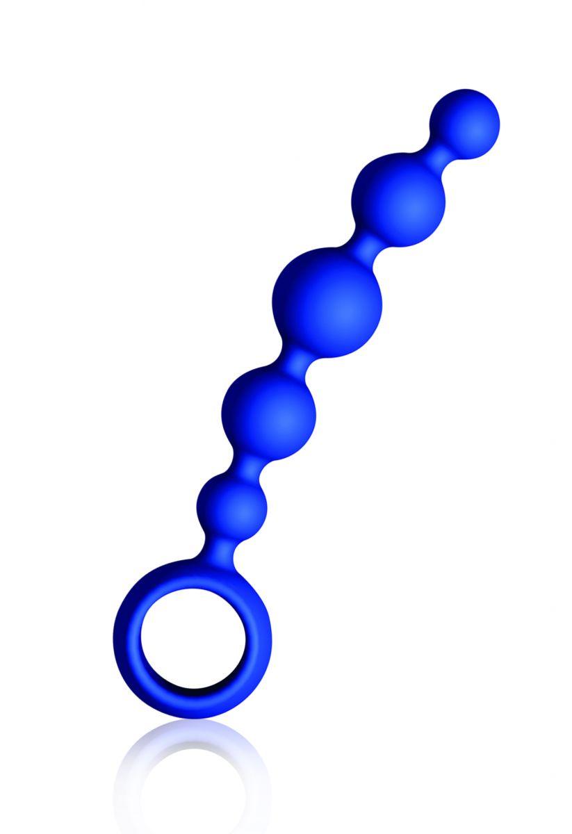 Малая анальная цепочка Joyballs Wave синего цвета - 17
