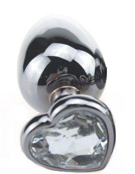 Малая серебристая пробка с прозрачным кристаллом-сердечком - 7
