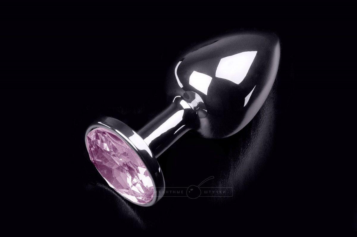 Маленькая анальная пробка с розовым кристаллом - 7