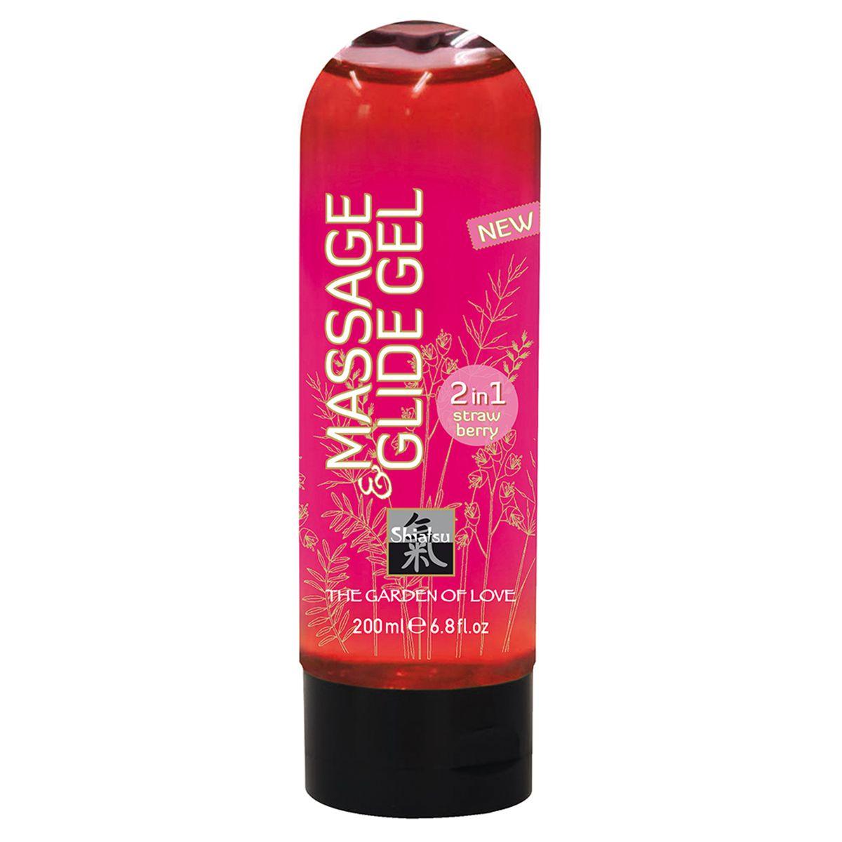 Массажное масло и лубрикант Massage   Glide Gel с клубничным ароматом - 200 мл.-2570