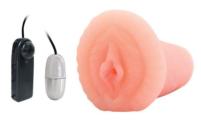 Мастурбатор-вагина телесного цвета в комплекте с виброяичком