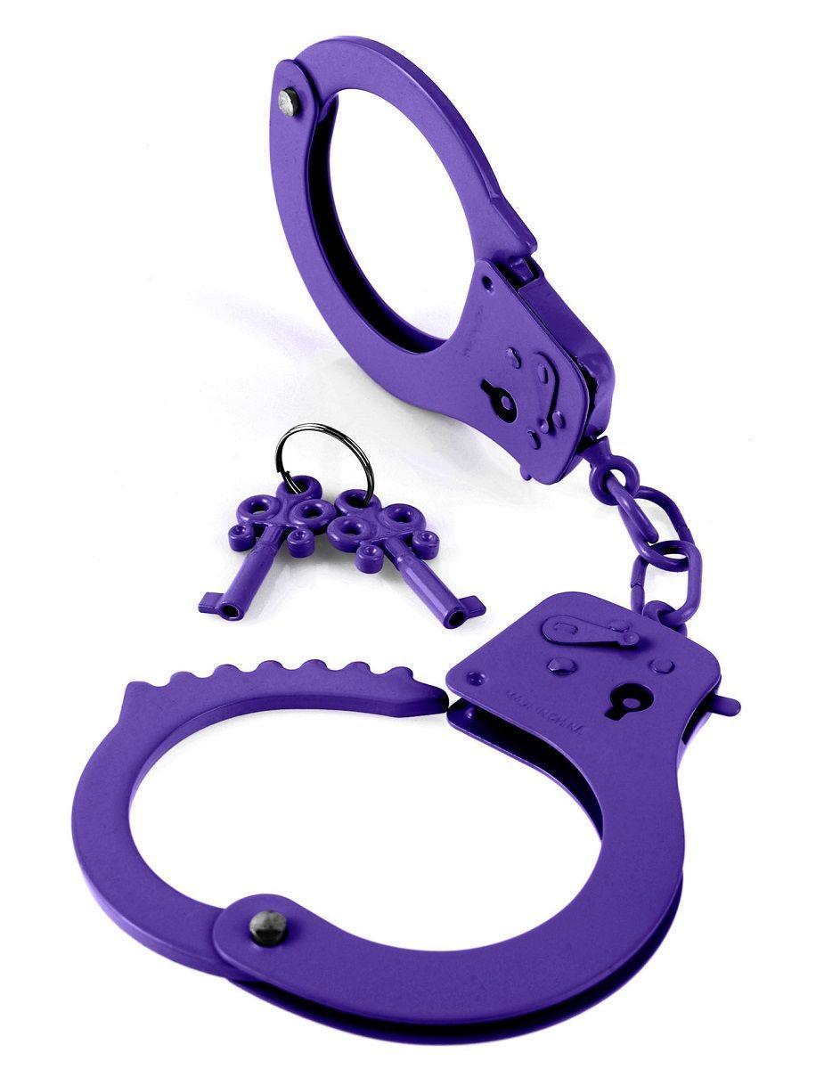 Металлические фиолетовые наручники-4648