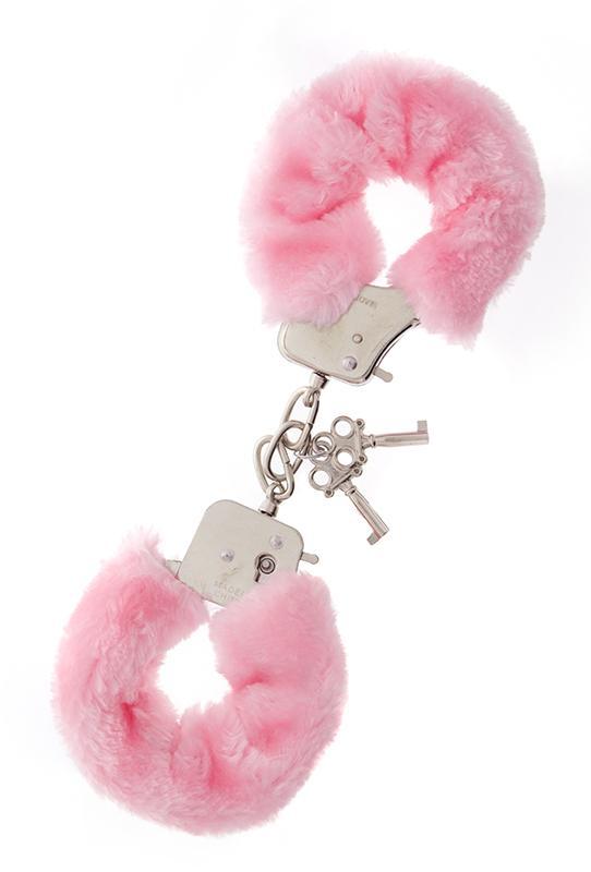 Металлические наручники с розовой меховой опушкой METAL HANDCUFF WITH PLUSH PINK-6934