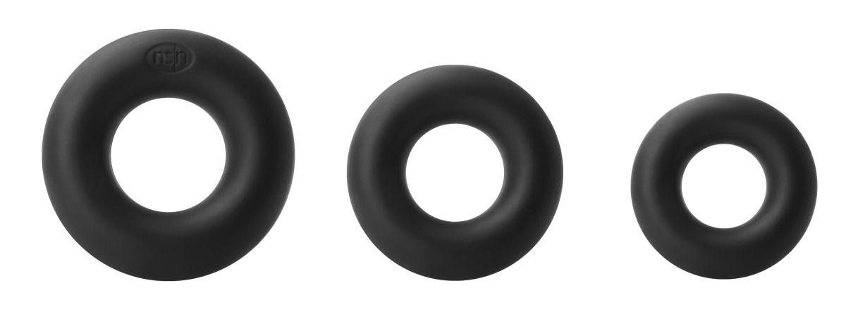 Набор черных колец из мягкого силикона Super Soft Power Rings-7998