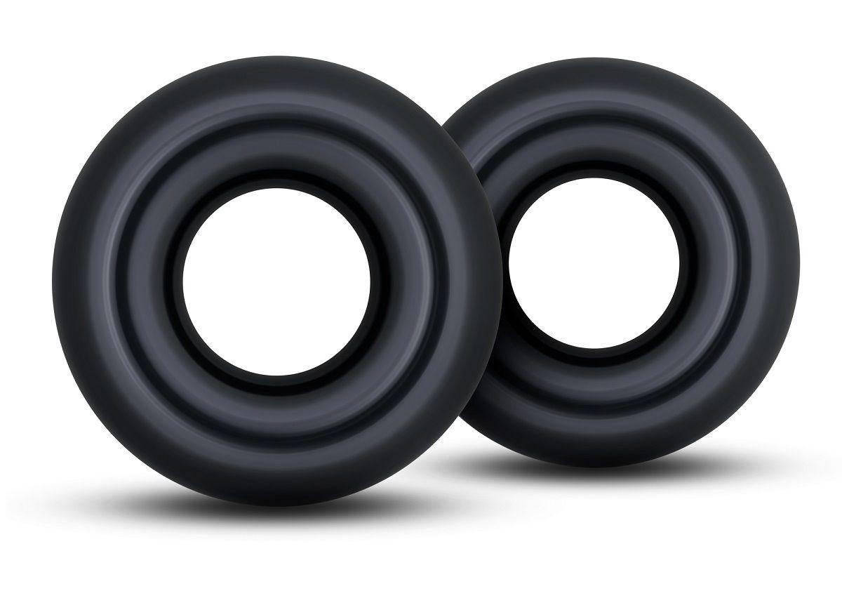 Набор из 2 черных колец Stay Hard Donut Rings Oversized-689