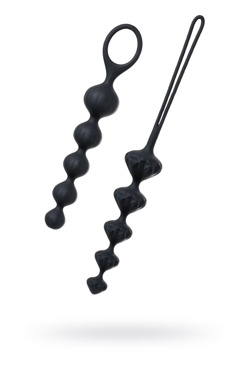 Набор из 2 чёрных анальных цепочек Satisfyer Beads-4985