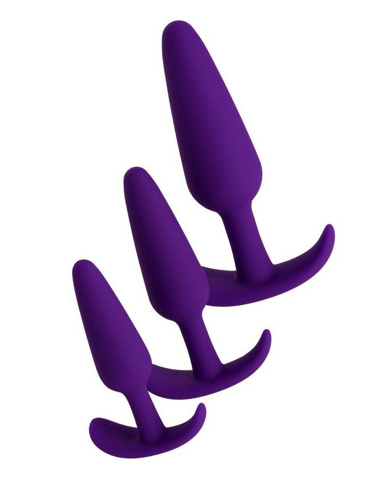 Набор из 3 фиолетовых анальных втулок A-toys-4535