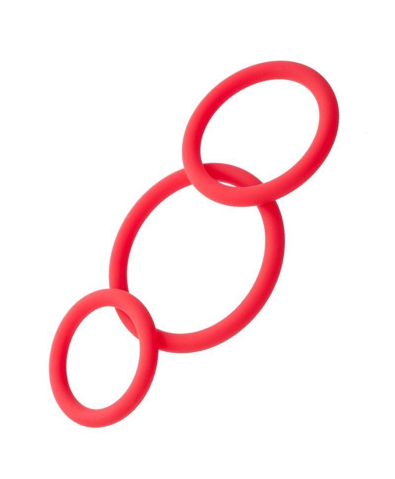 Набор из 3 красных эрекционных колец различного диаметра-4964