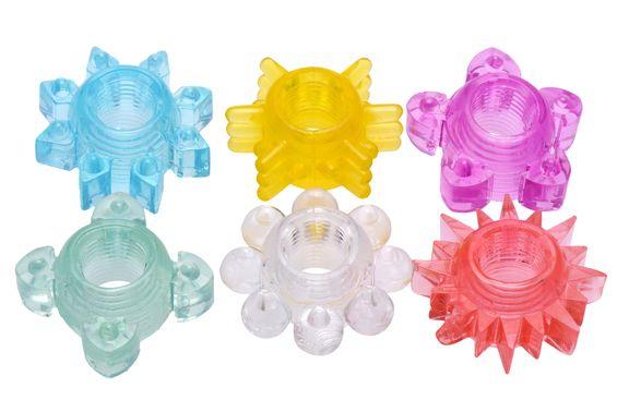 Набор из 6 разноцветных эрекционных колец Enhance 6 Piece Cock Ring Set-11502