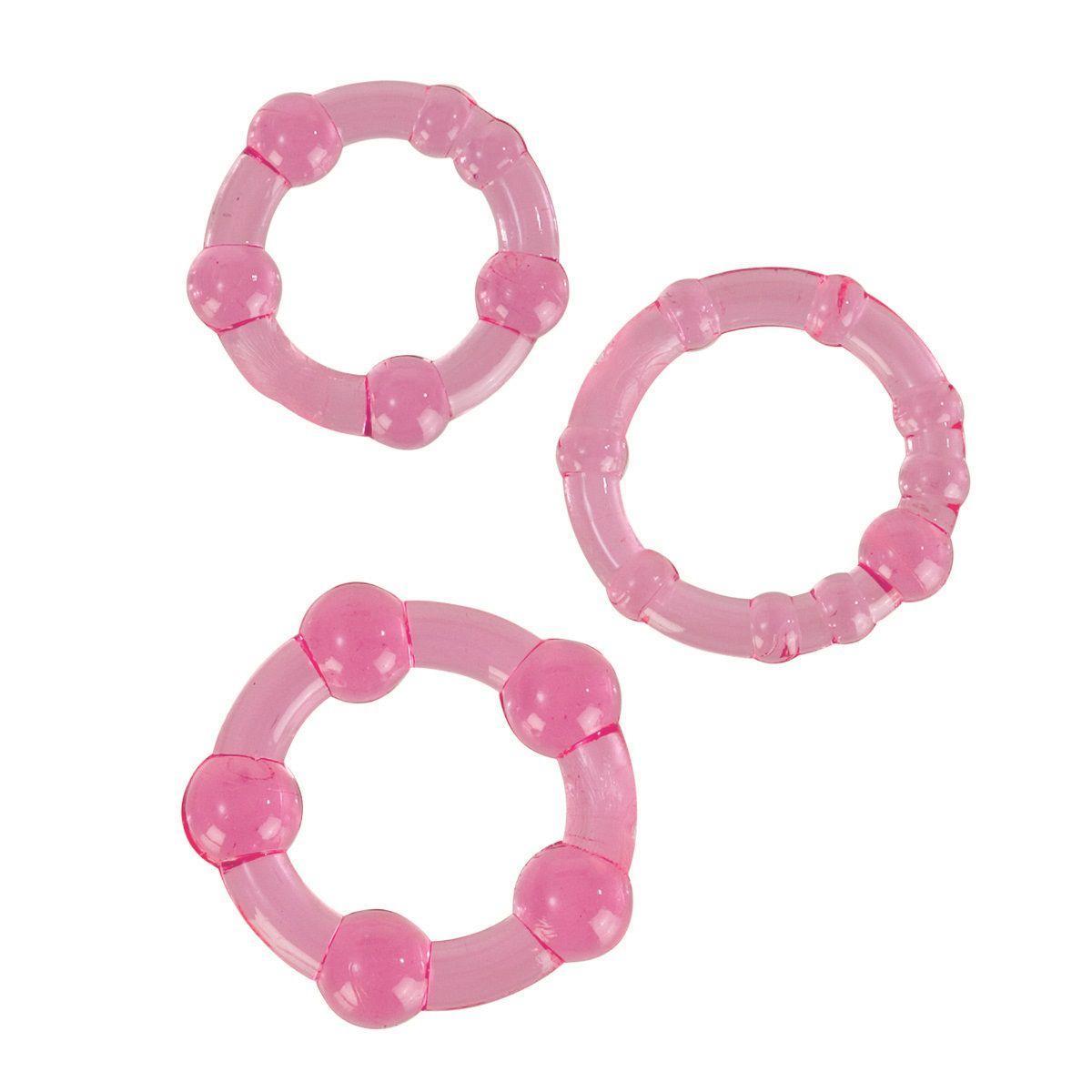 Набор из трех розовых колец разного размера Island Rings-759