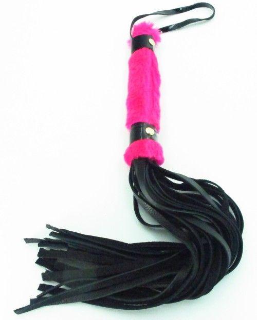 Нежная плеть с розовым мехом BDSM Light - 43 см.-3646