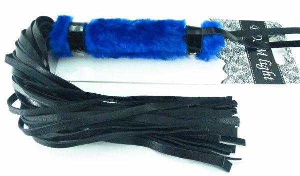 Нежная плеть с синим мехом BDSM Light - 43 см.-2609