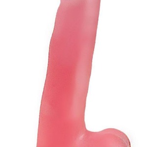 Нежно-розовый фаллоимитатор с мошонкой на присоске - 16