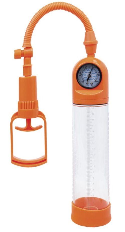 Оранжевая вакуумная помпа A-toys с манометром и прозрачной колбой-5119