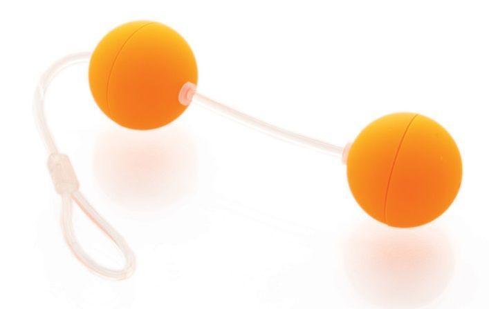Оранжевые вагинальные шарики на прозрачной сцепке-1750