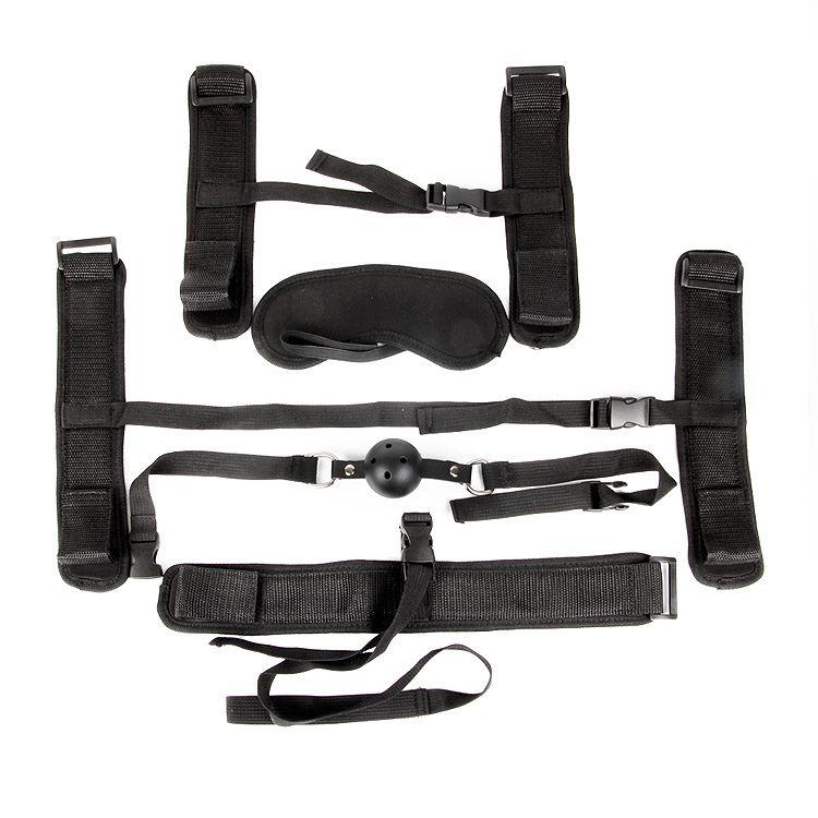 Пикантный черный текстильный набор БДСМ: наручники