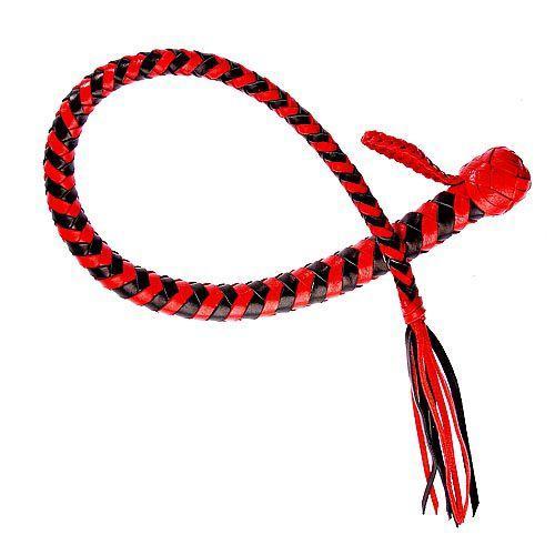 Плеть  Змея  из полосок кожи красного и черного цветов - 60 см.-10957