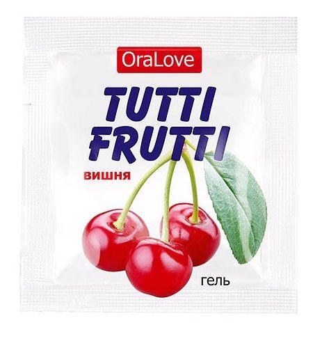 Пробник гель-смазки Tutti-frutti с вишнёвым вкусом - 4 гр.-9358