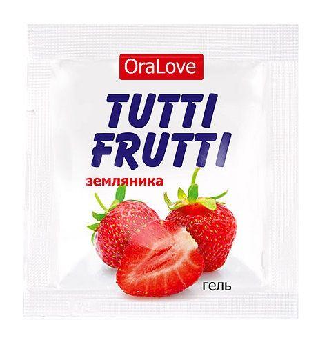 Пробник гель-смазки Tutti-frutti с земляничным вкусом - 4 гр.-9359