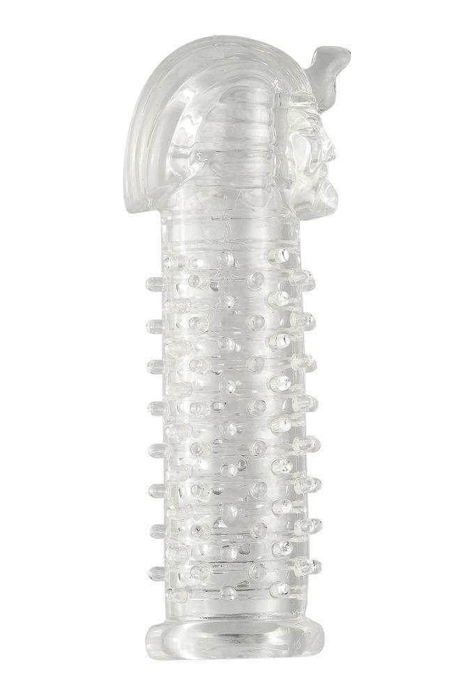 Прозрачная насадка на пенис с шипами и кольцами  Фараон  - 14 см.-8730