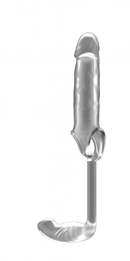 Прозрачная насадка с анальным стимулятором Stretchy Penis Exten and Plug No.34-6080