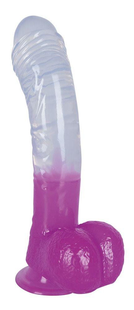 Прозрачно-фиолетовый гелевый фаллоимитатор Ready Mate - 19 см.-10857