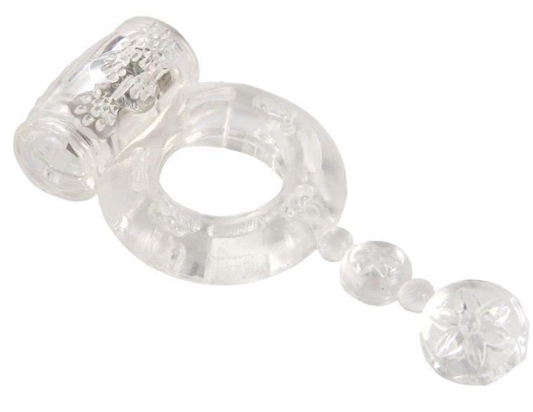 Прозрачное эрекционное кольцо с вибратором и хвостом-875