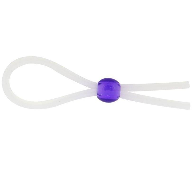 Прозрачное лассо с фиолетовой бусиной SILICONE COCK RING WITH BEAD LAVENDER-3035