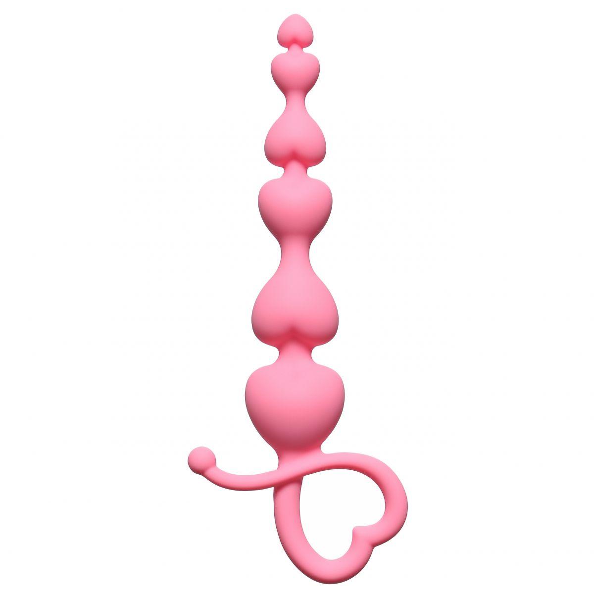 Розовая анальная цепочка Begginers Beads - 18 см.-6246