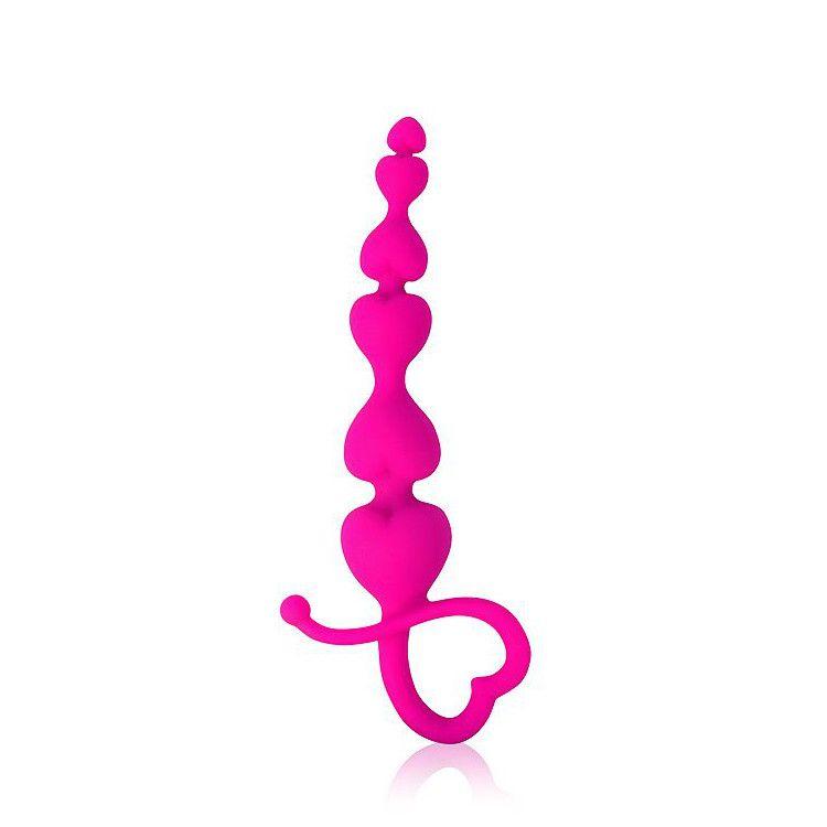Розовая анальная цепочка Cosmo с петелькой - 14