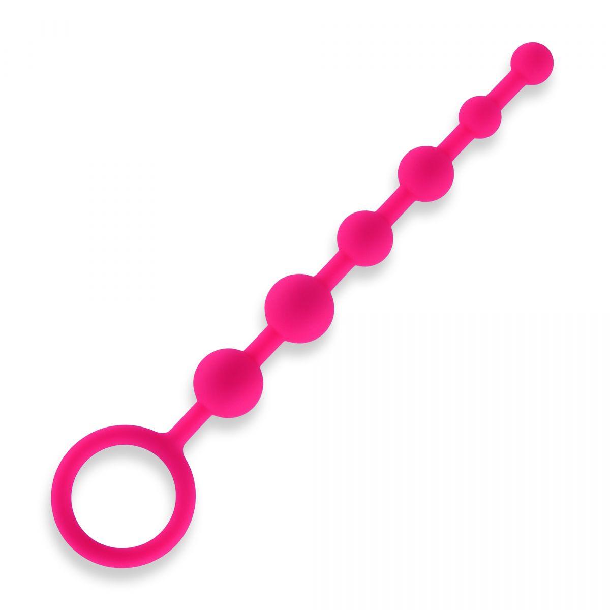 Розовая анальная цепочка из 6 шариков - 21 см.-12577