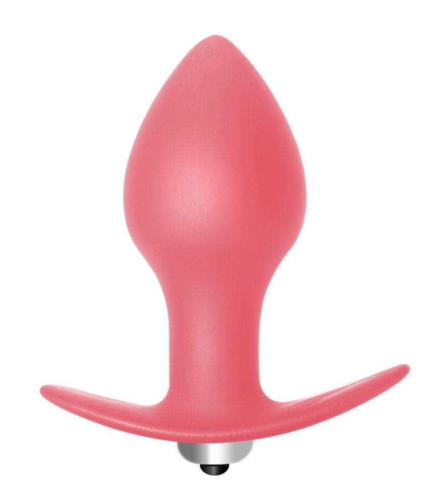 Розовая анальная вибропробка Bulb Anal Plug - 10 см.-4469