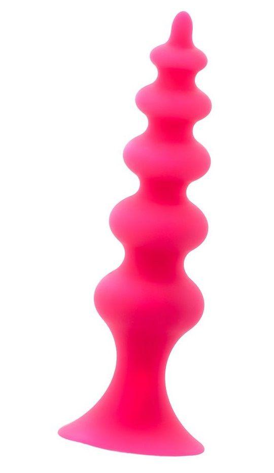 Розовая анальная ёлочка из силикона-2503