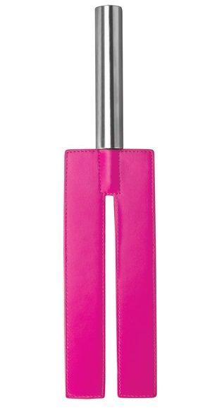 Розовая П-образная шлёпалка Leather Slit Paddle - 35 см.-8922