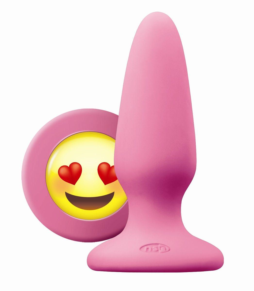 Розовая силиконовая пробка среднего размера Emoji ILY - 10